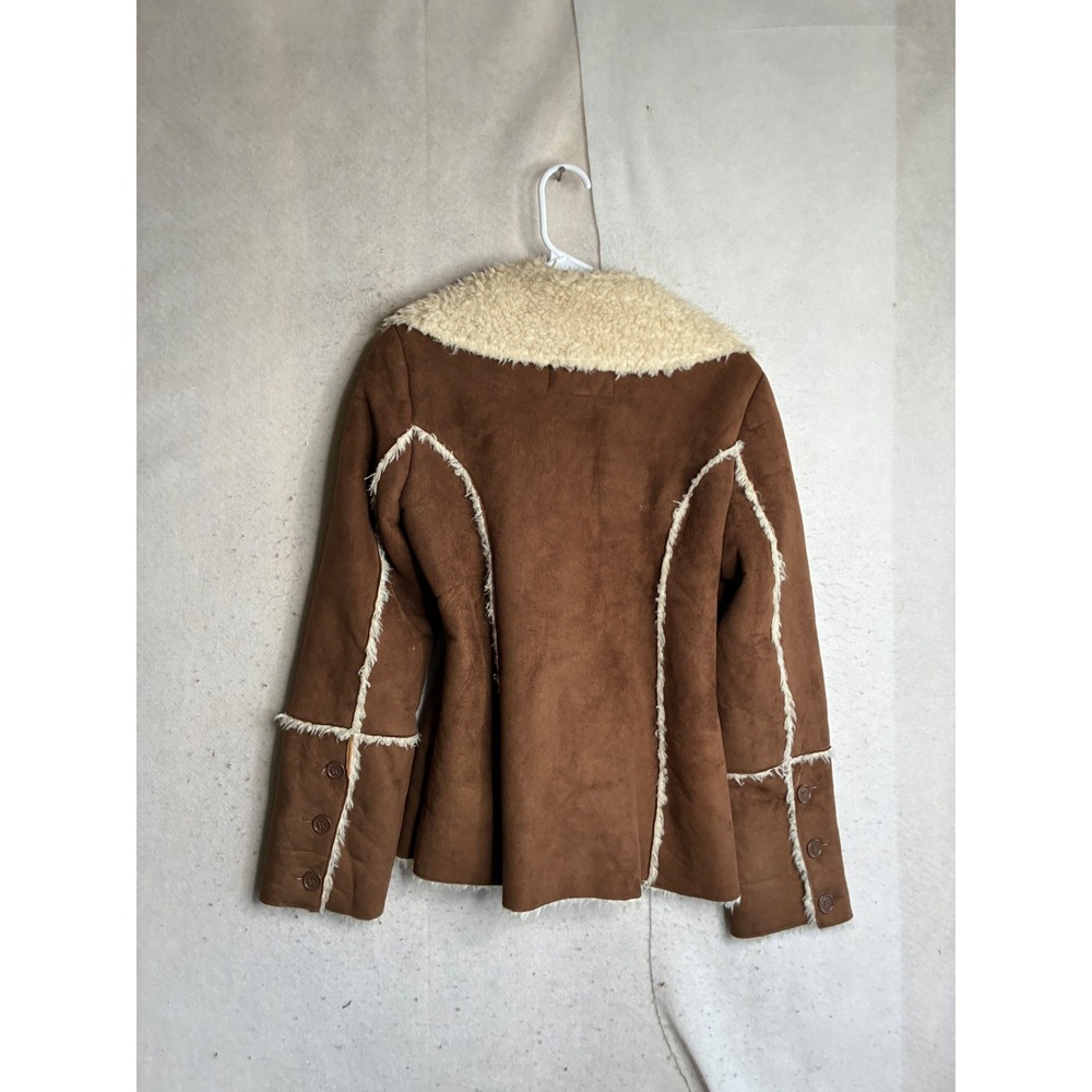 G by Guess Womens Brown Faux Suede Shearling Lined Jacket Coat Tan Size Medium - Picture 7 of 10